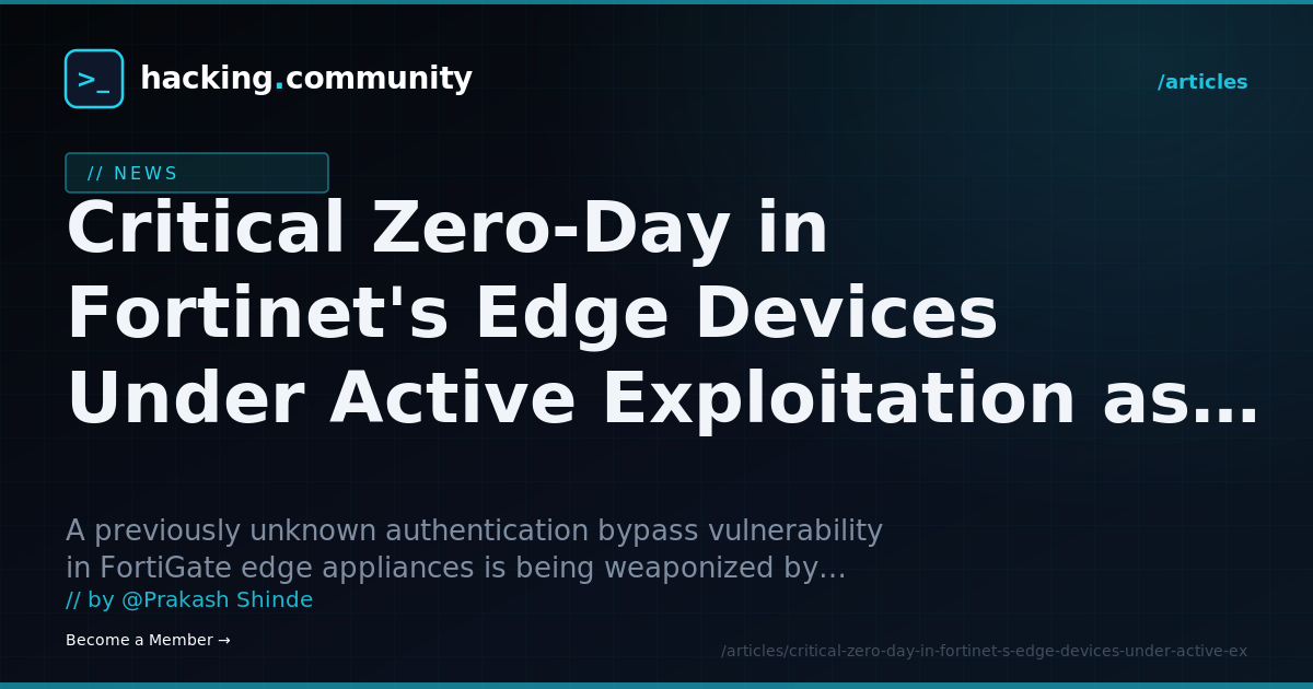 Critical Zero-Day in Fortinet's Edge Devices Under Active Exploitation as Ransomware Groups Pivot — hacking.community
