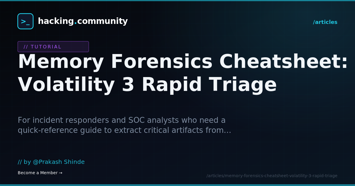 Memory Forensics Cheatsheet: Volatility 3 Rapid Triage — hacking.community