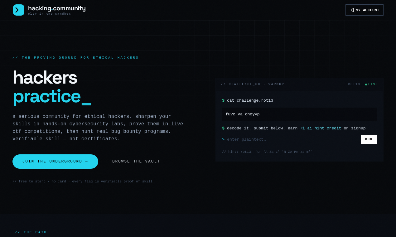 Homepage — the proving ground