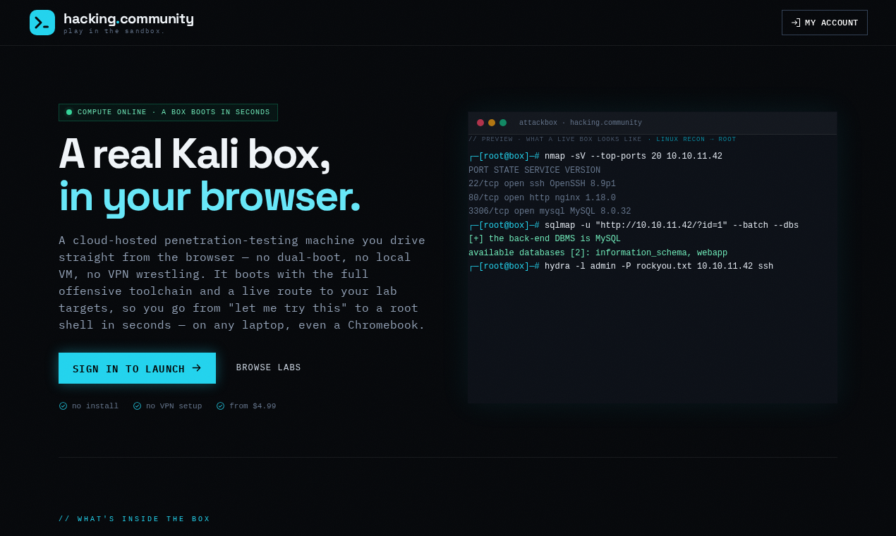 Attack Box — Kali in the browser