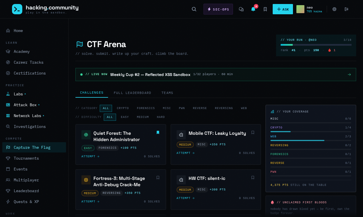 CTF Arena (logged in)